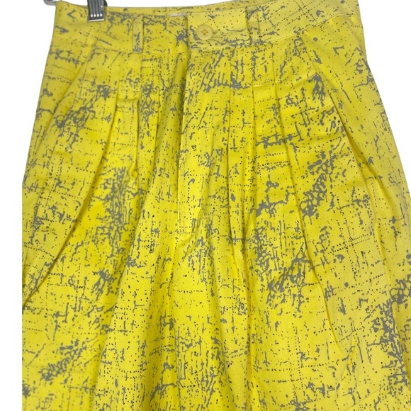 Retro Yellow Grey Splatter Pattern Pleated Deadstock 1980s Pants Via Satellite - Picture 4 of 8